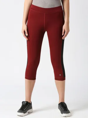 Women Maroon Solid Capri - WONDER CROP - MR
