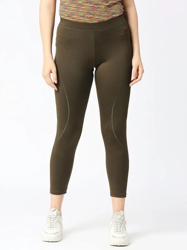Women Olive Green Solid Tights - AERO SPRINTER XC-OL