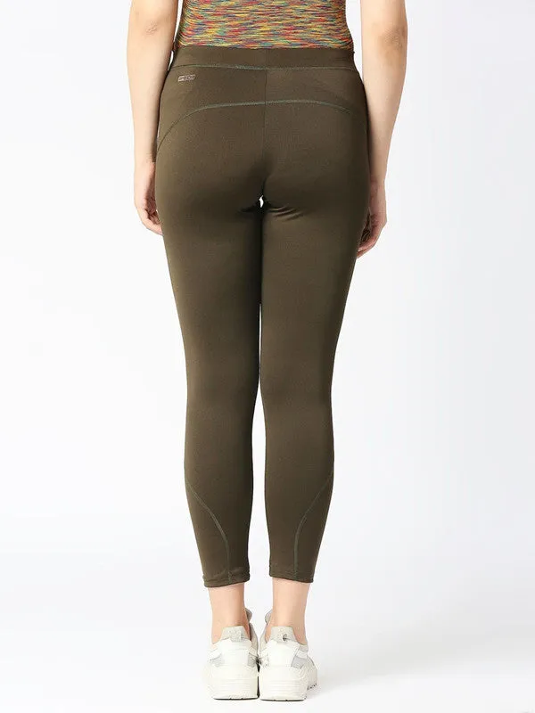 Women Olive Green Solid Tights - AERO SPRINTER XC-OL