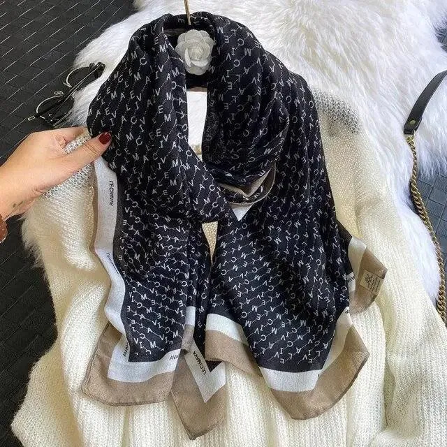 Women Scarf Leopard Print Cotton Large Size Scarfs For Winter Shawls Winter Warm Casual Wear For Women Lovely Floral Tassel Cotton ab Shawls Lady Silk Wraps Scarves