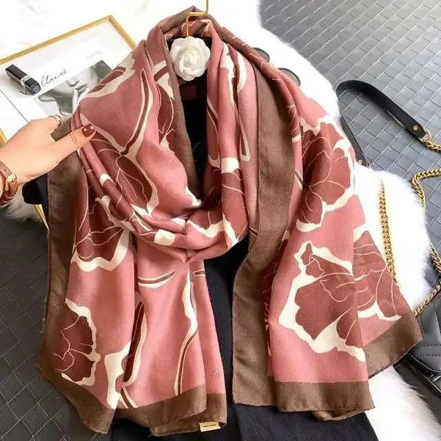 Women Scarf Leopard Print Cotton Large Size Scarfs For Winter Shawls Winter Warm Casual Wear For Women Lovely Floral Tassel Cotton ab Shawls Lady Silk Wraps Scarves