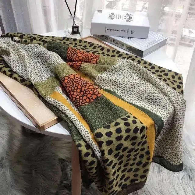 Women Scarf Leopard Print Cotton Large Size Scarfs For Winter Shawls Winter Warm Casual Wear For Women Lovely Floral Tassel Cotton ab Shawls Lady Silk Wraps Scarves