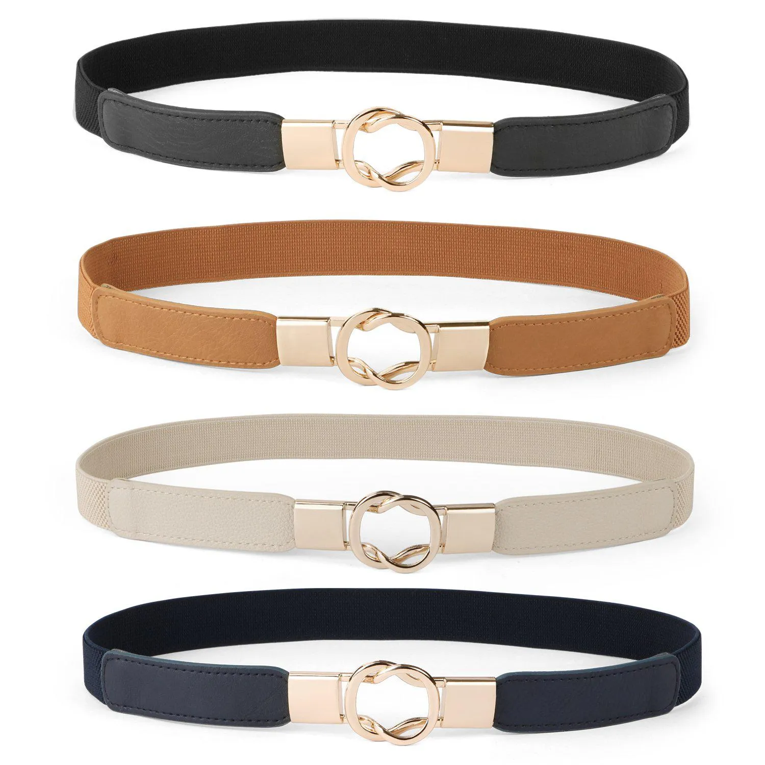 Women Skinny Belt for Dresses Retro Stretch Ladies Waist Belt Plus Size Set of 4