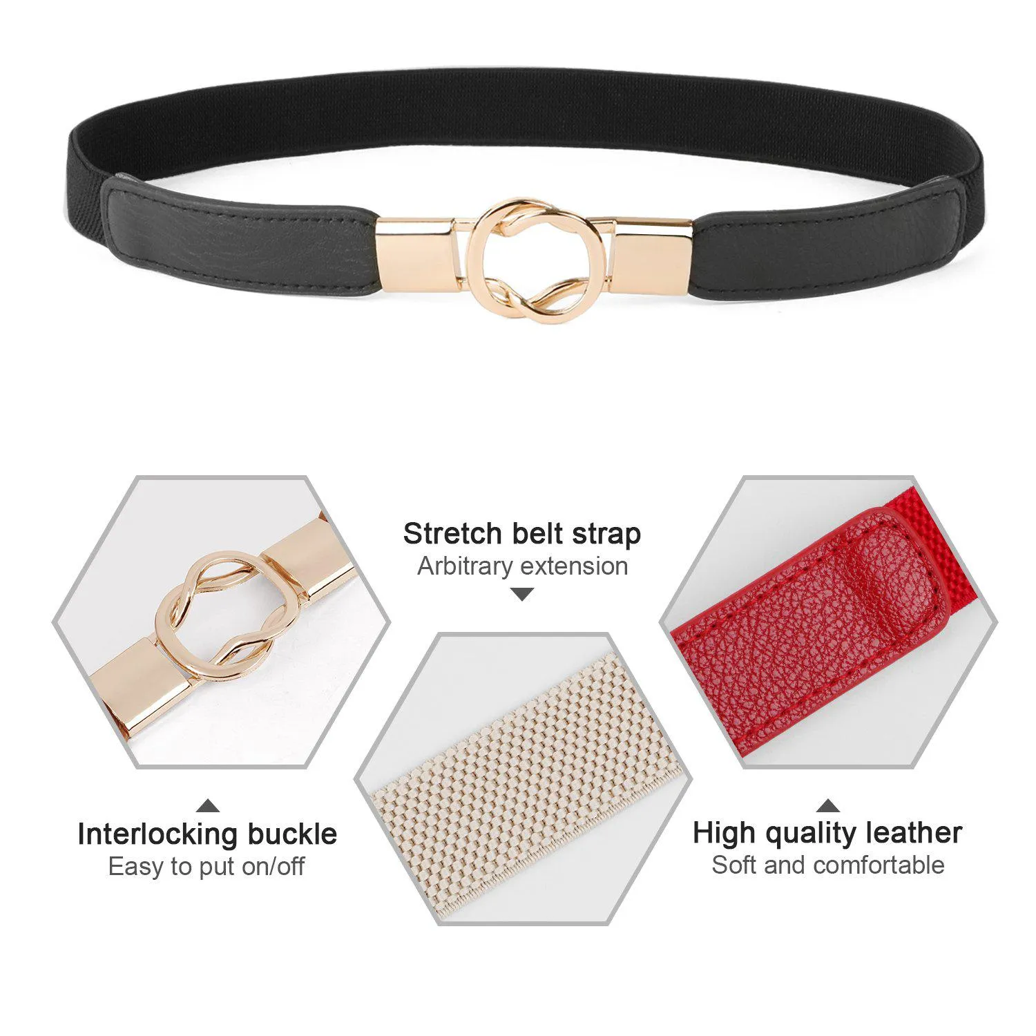Women Skinny Belt for Dresses Retro Stretch Ladies Waist Belt Plus Size Set of 4