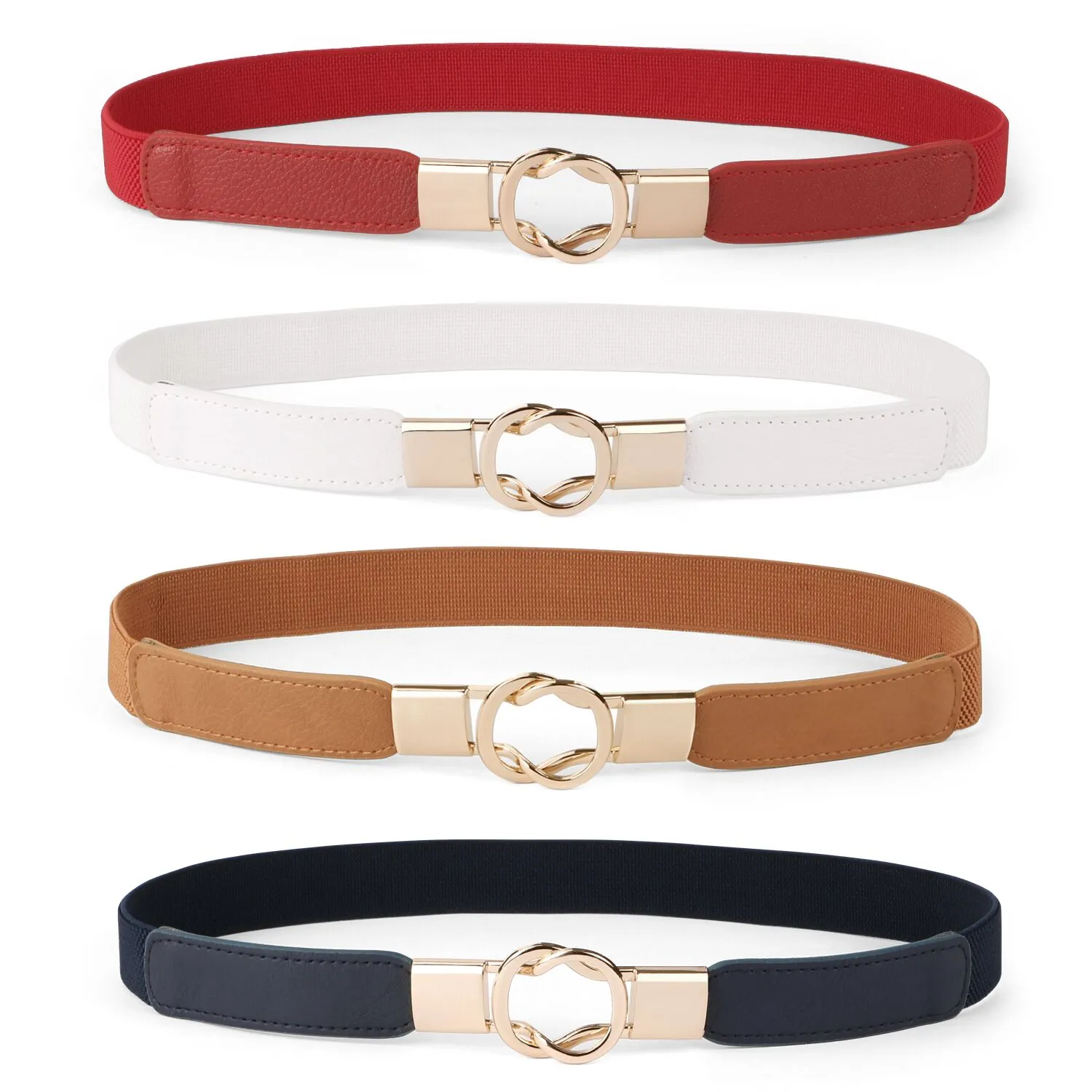 Women Skinny Belt for Dresses Retro Stretch Ladies Waist Belt Plus Size Set of 4