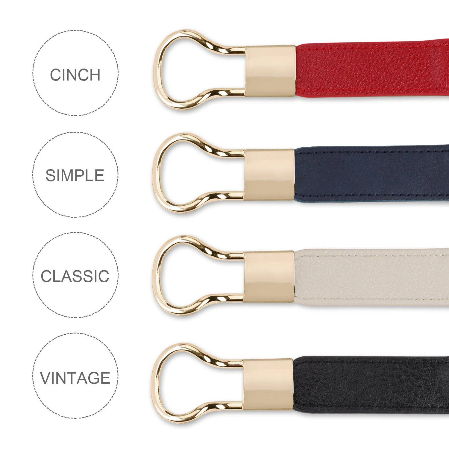 Women Skinny Belt for Dresses Retro Stretch Ladies Waist Belt Plus Size Set of 4