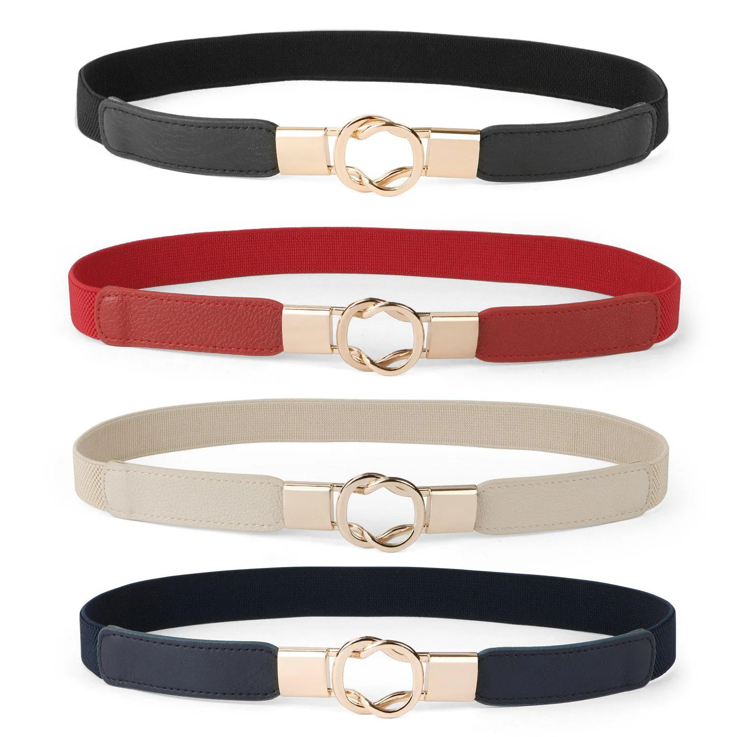 Women Skinny Belt for Dresses Retro Stretch Ladies Waist Belt Plus Size Set of 4