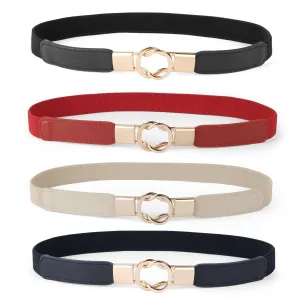 Women Skinny Belt for Dresses Retro Stretch Ladies Waist Belt Plus Size Set of 4