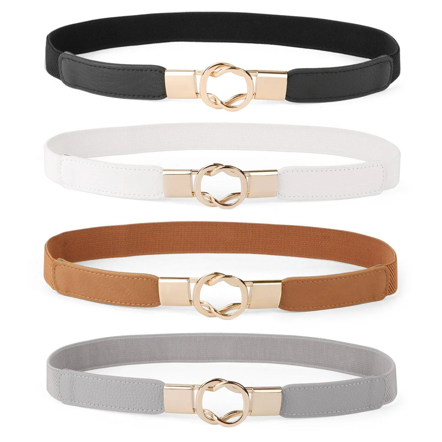 Women Skinny Belt for Dresses Retro Stretch Ladies Waist Belt Plus Size Set of 4