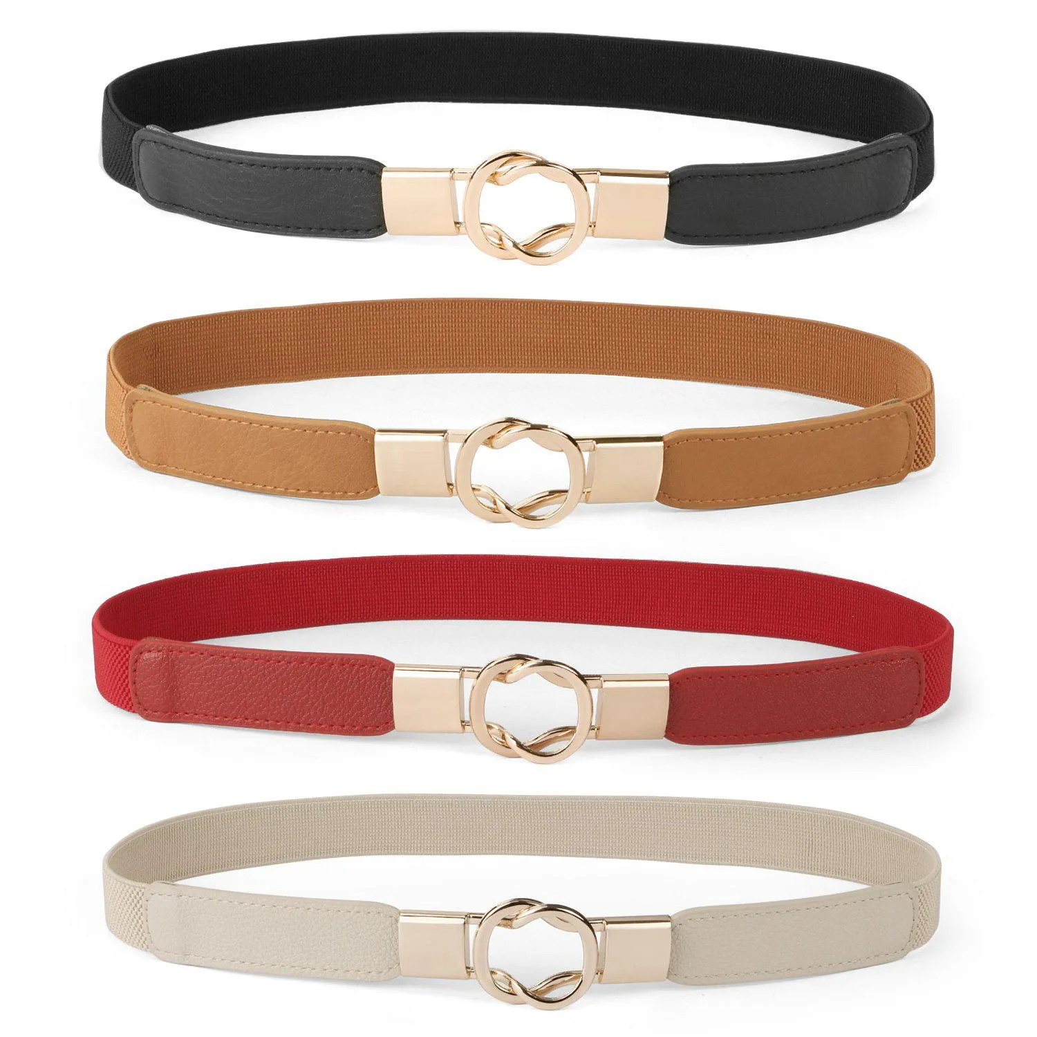 Women Skinny Belt for Dresses Retro Stretch Ladies Waist Belt Plus Size Set of 4
