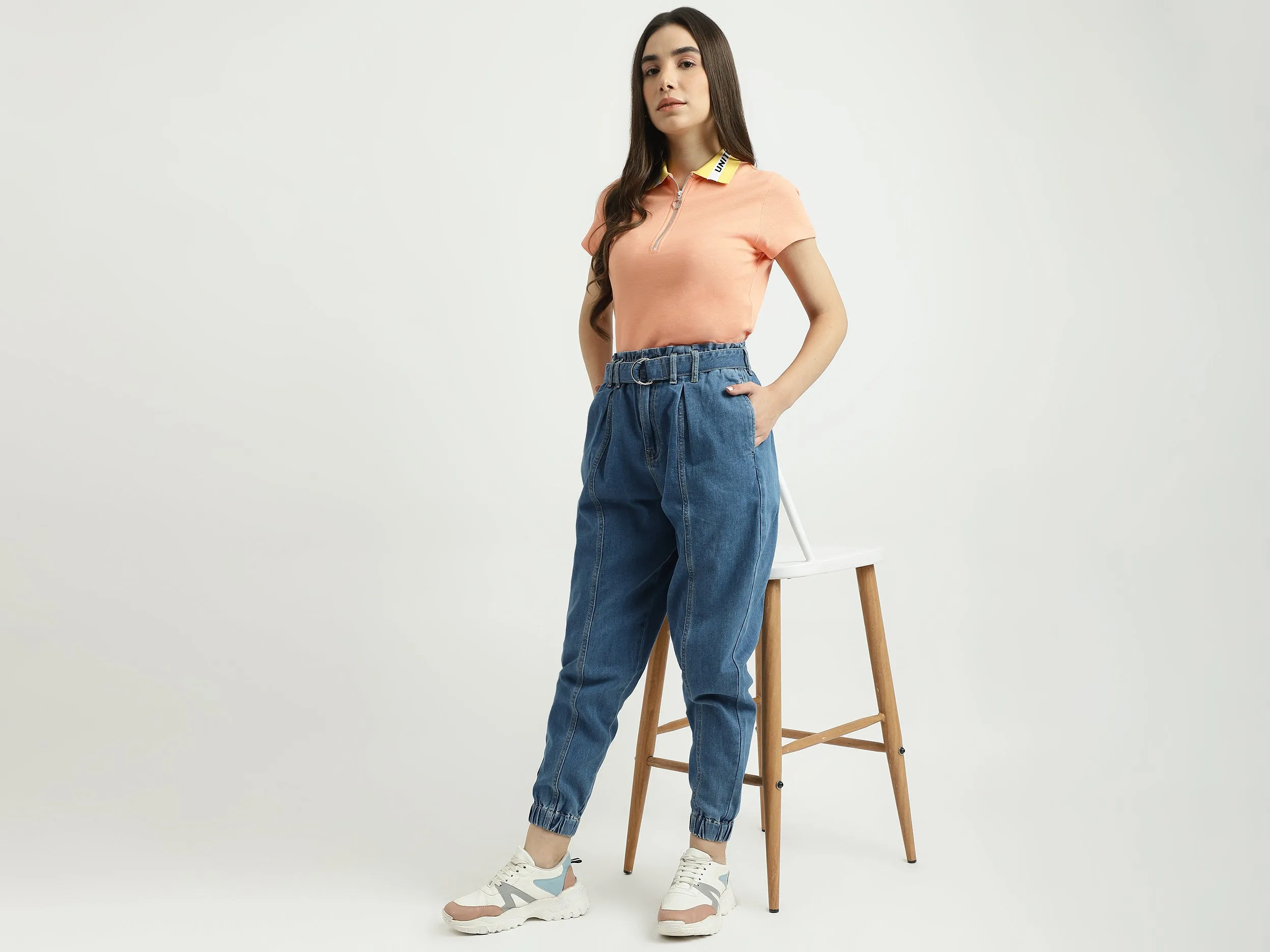 Women Solid Boxy Fit Jeans