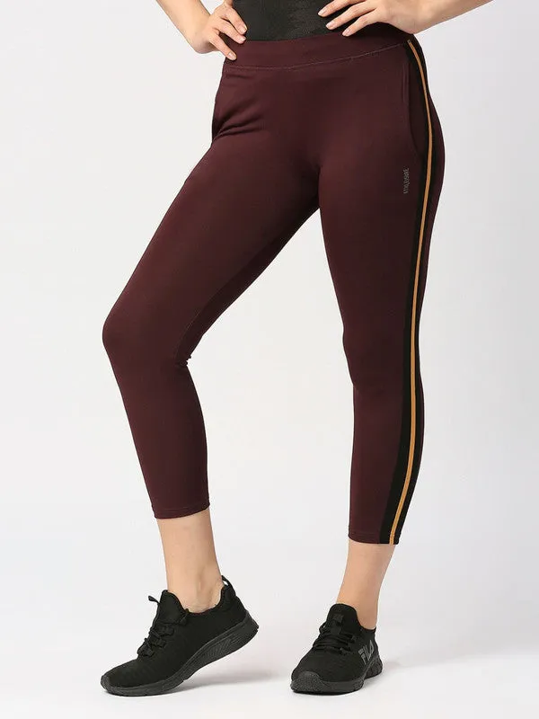 Women Wine Solid Ankle Length Tights - BTR TRACK-WN
