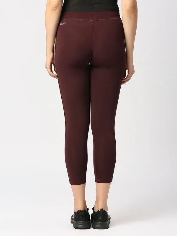 Women Wine Solid Ankle Length Tights - BTR TRACK-WN