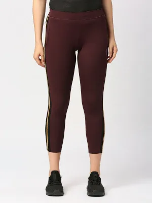 Women Wine Solid Ankle Length Tights - BTR TRACK-WN