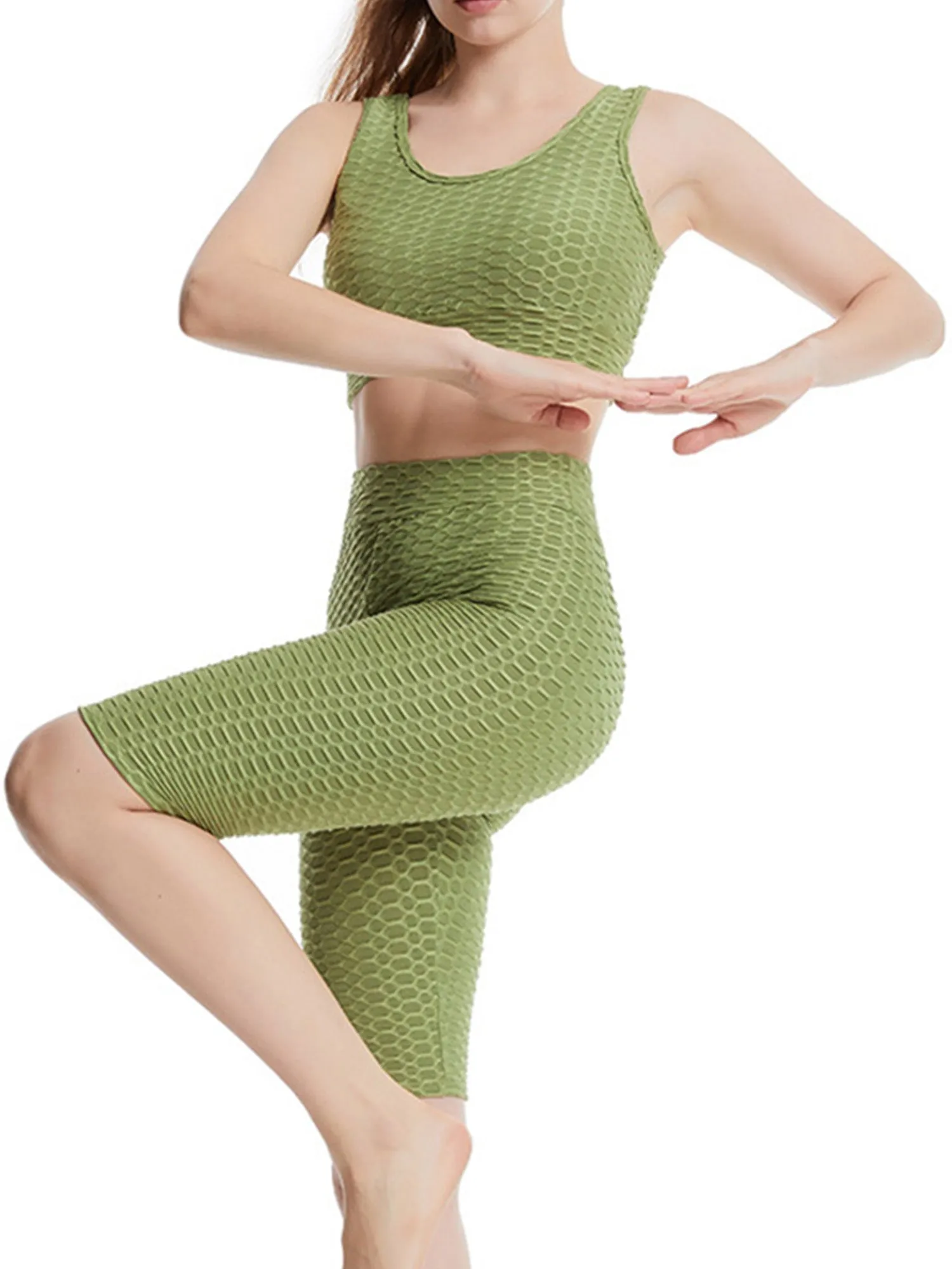 Women Yoga Crop Top Sets Sport Tracksuits Workout Outfits