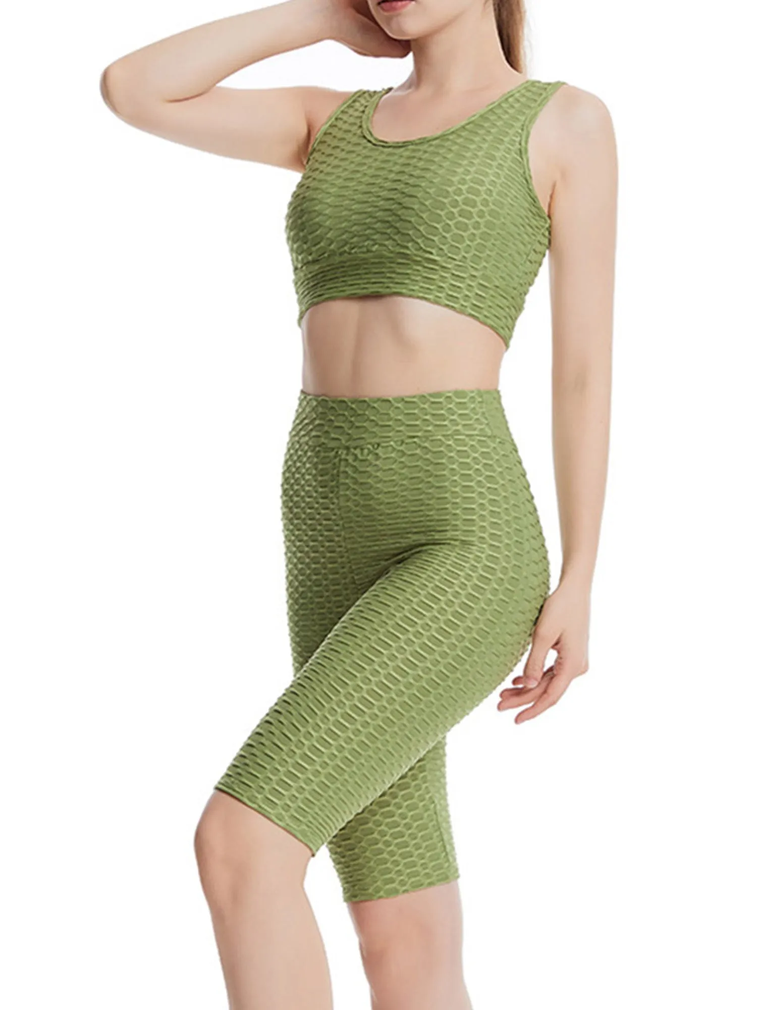 Women Yoga Crop Top Sets Sport Tracksuits Workout Outfits
