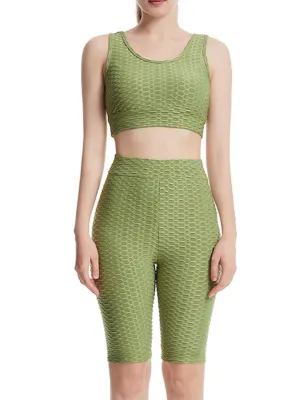 Women Yoga Crop Top Sets Sport Tracksuits Workout Outfits