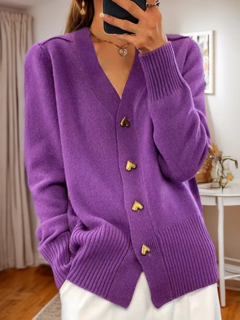 🌸Women's Casual Winter Plain Yarn Wool Yarn Buttoned Cardigan