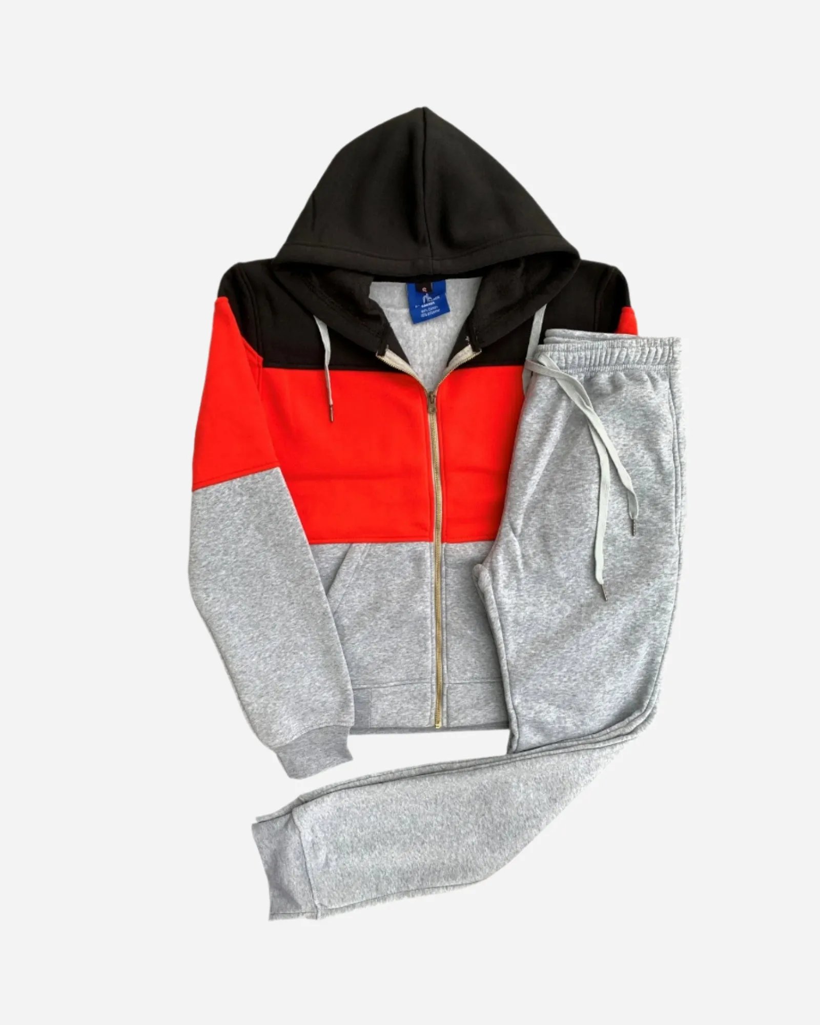Women's ColorBlock Fleece SweatJacket and Jogger Sweatpants 2-Piece Fleece Suit