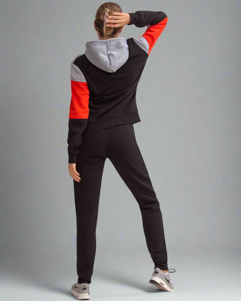 Women's ColorBlock Fleece SweatJacket and Jogger Sweatpants 2-Piece Fleece Suit