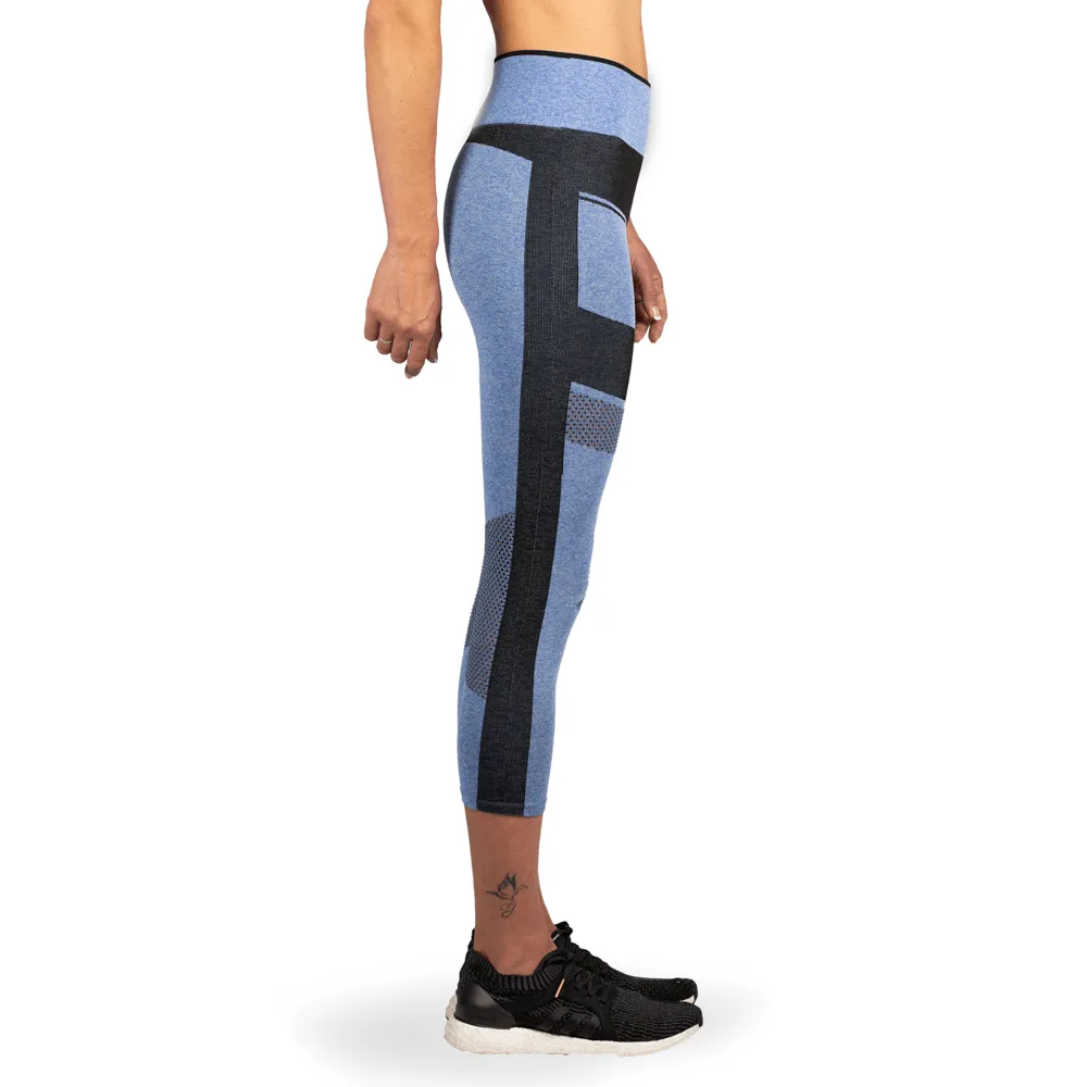 Women's Compression Mesh Capri Leggings - Blue