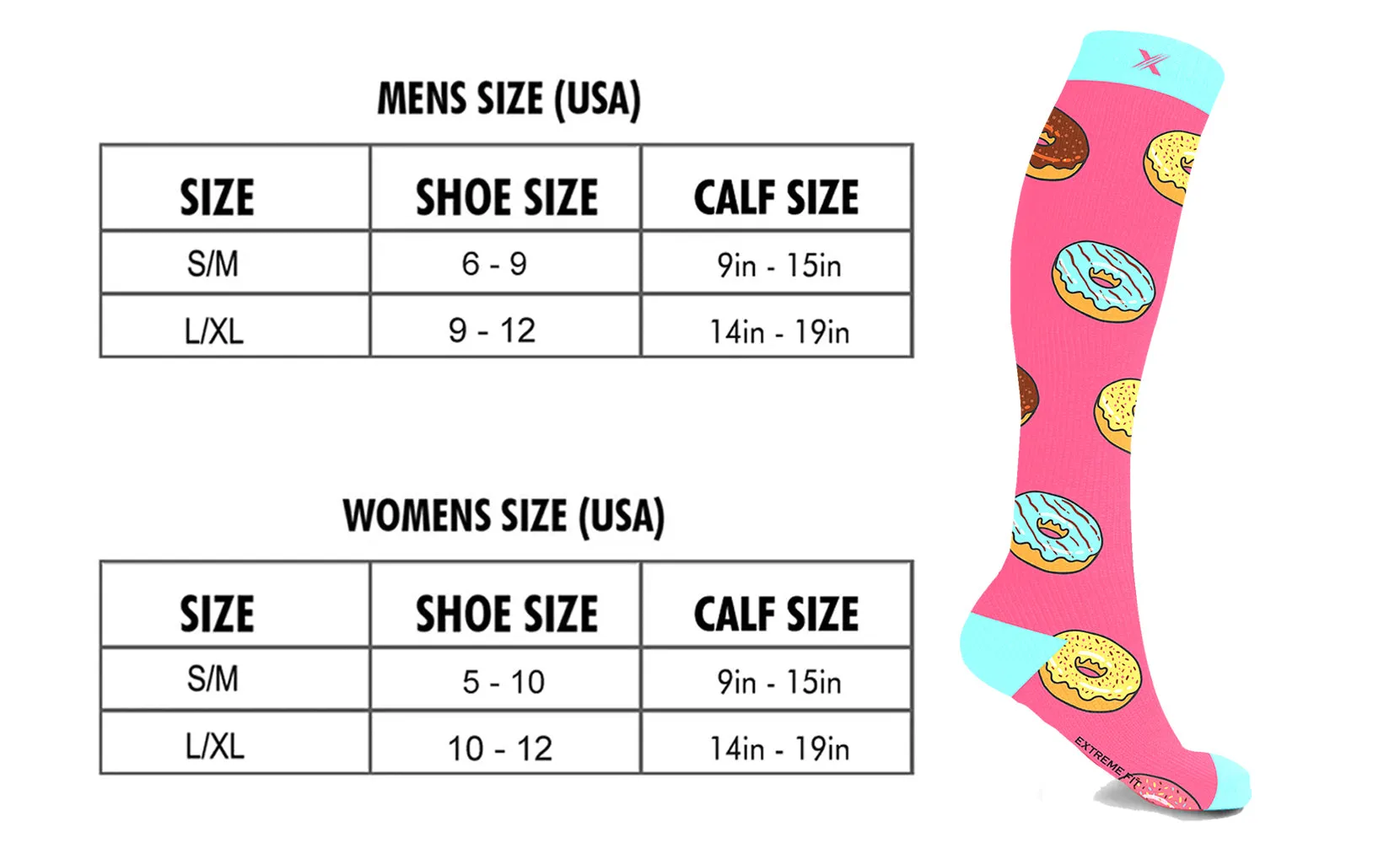 Women's Fun Patterned Activewear Knee High Compression Socks (3-Pairs)