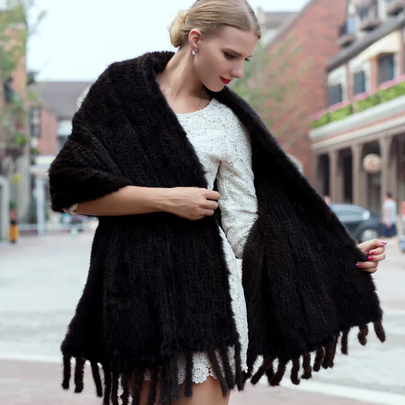 Women's Mink Fur Woven Scarf
