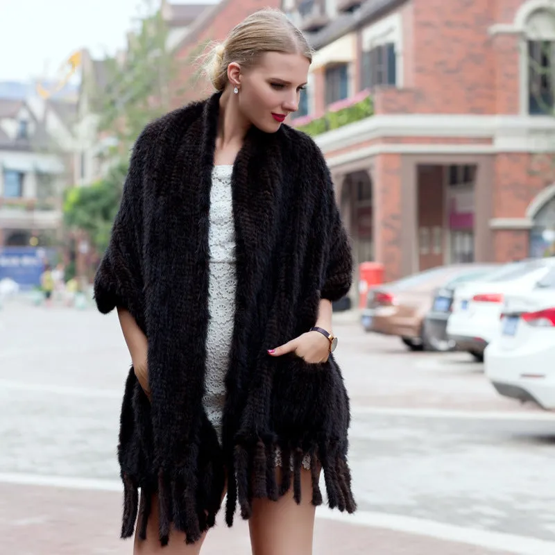 Women's Mink Fur Woven Scarf