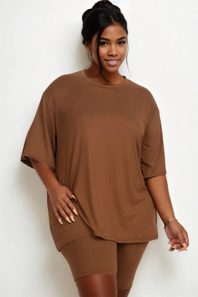 Women’s Plus Size Two Piece Shorts Workout Set