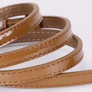 Women's Skinny PU Leather Belt Solid Color Fashion Thin Waist Belt with Gold Buckle for Jeans Pants 1/2 Width