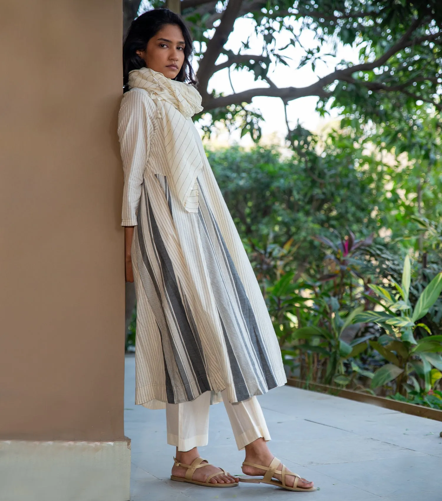 WOVEN COTTON STRIPED SCARF