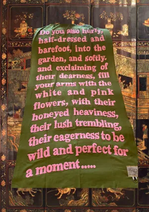 Wrapped in Poetry Pashmina, "..barefoot into the garden.."