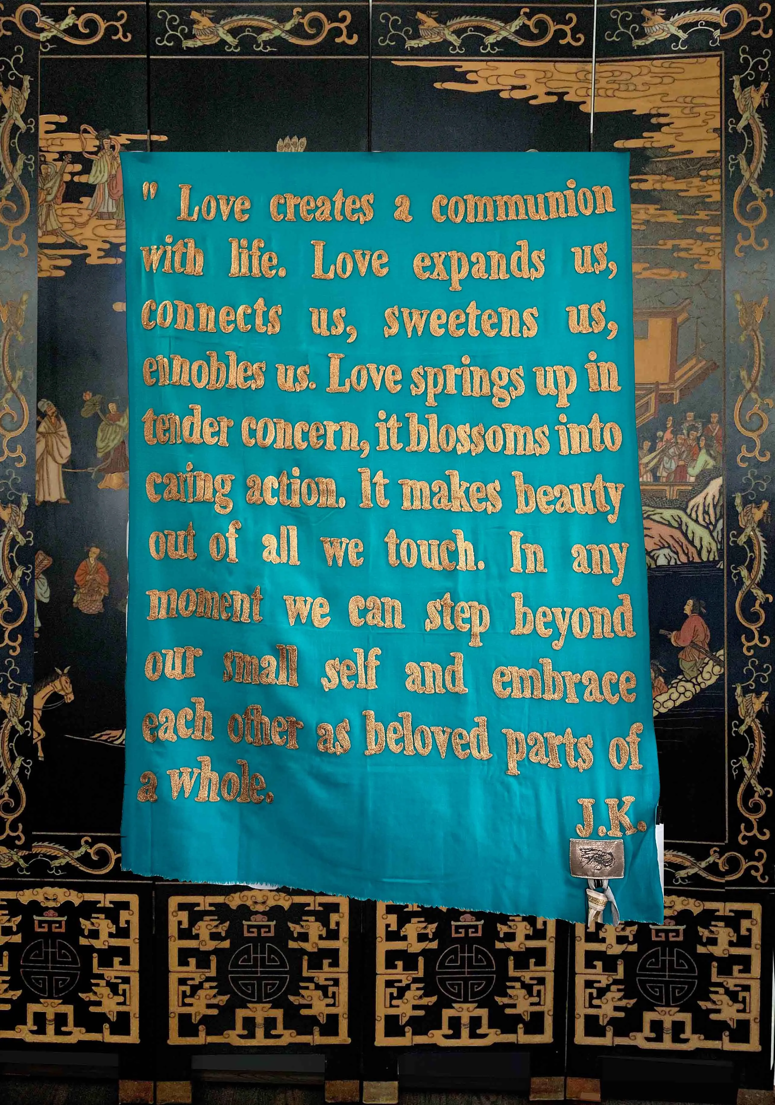 Wrapped in Poetry Pashmina, "Love creates a communion with life.."