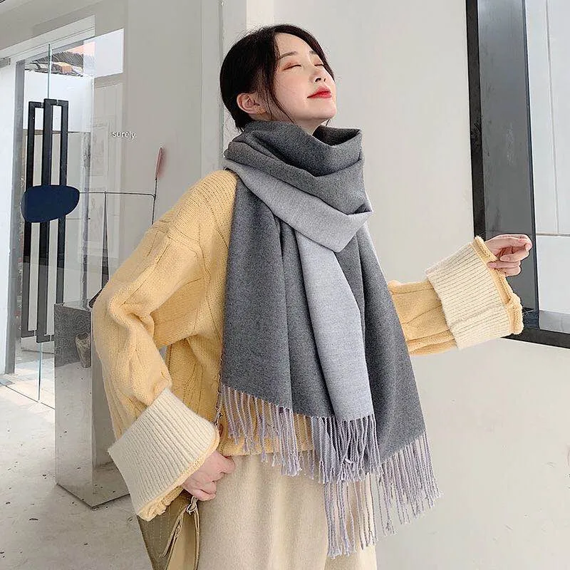 WS104 Warm Scarf  Double Sided Blue