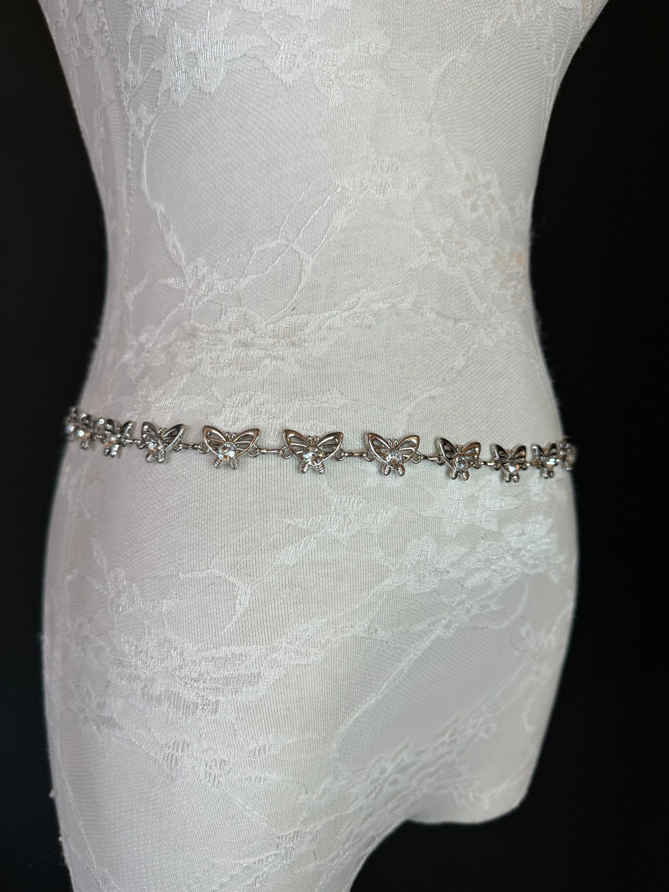 X-long Belt, Butterfly Rhinestone Belt, Teen Sizes, Size 18”-60”, Fan Design, Fan Collection, Gift, Fashion Accessory, Bridal, Swimwear