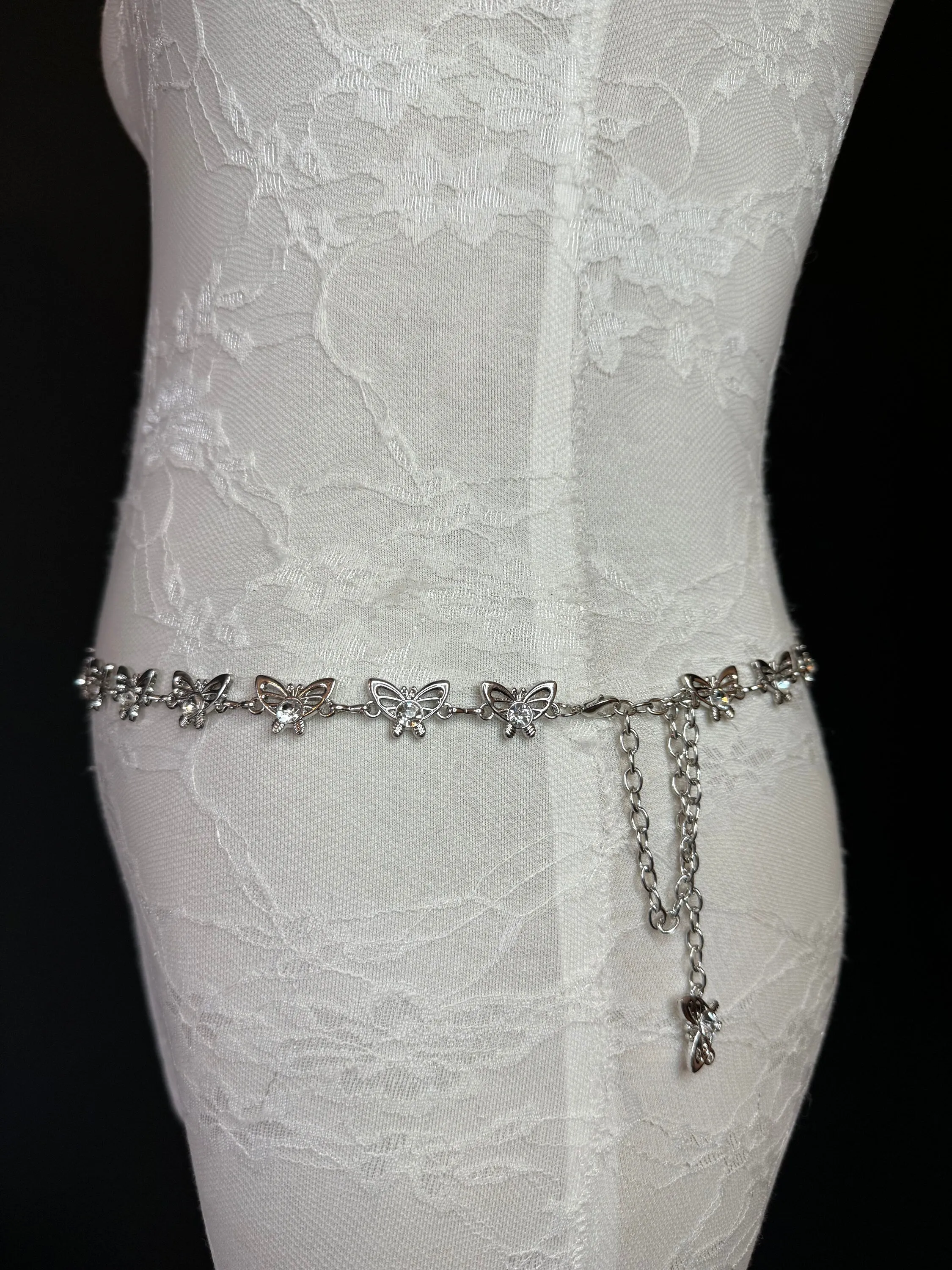 X-long Belt, Butterfly Rhinestone Belt, Teen Sizes, Size 18”-60”, Fan Design, Fan Collection, Gift, Fashion Accessory, Bridal, Swimwear