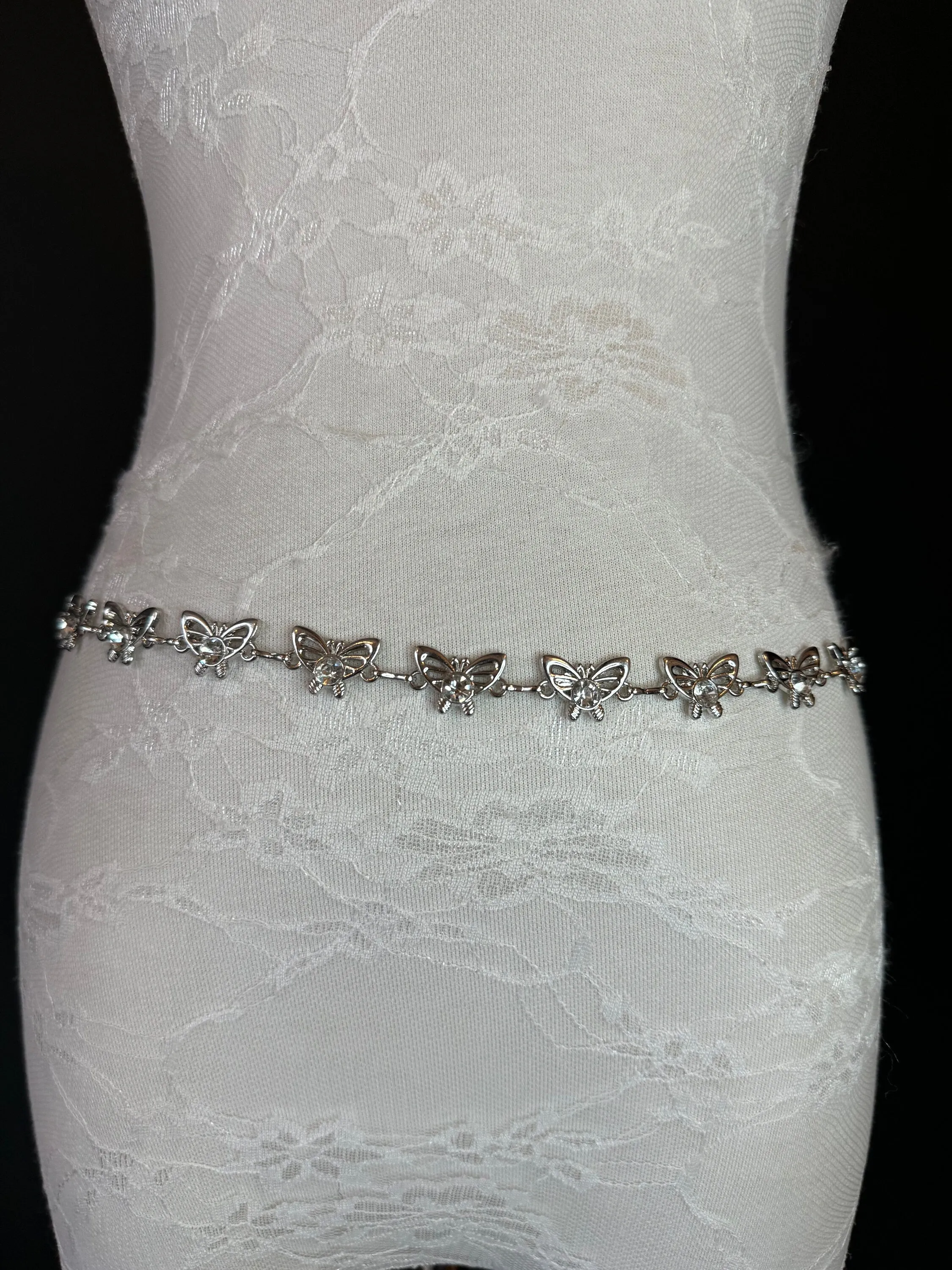 X-long Belt, Butterfly Rhinestone Belt, Teen Sizes, Size 18”-60”, Fan Design, Fan Collection, Gift, Fashion Accessory, Bridal, Swimwear