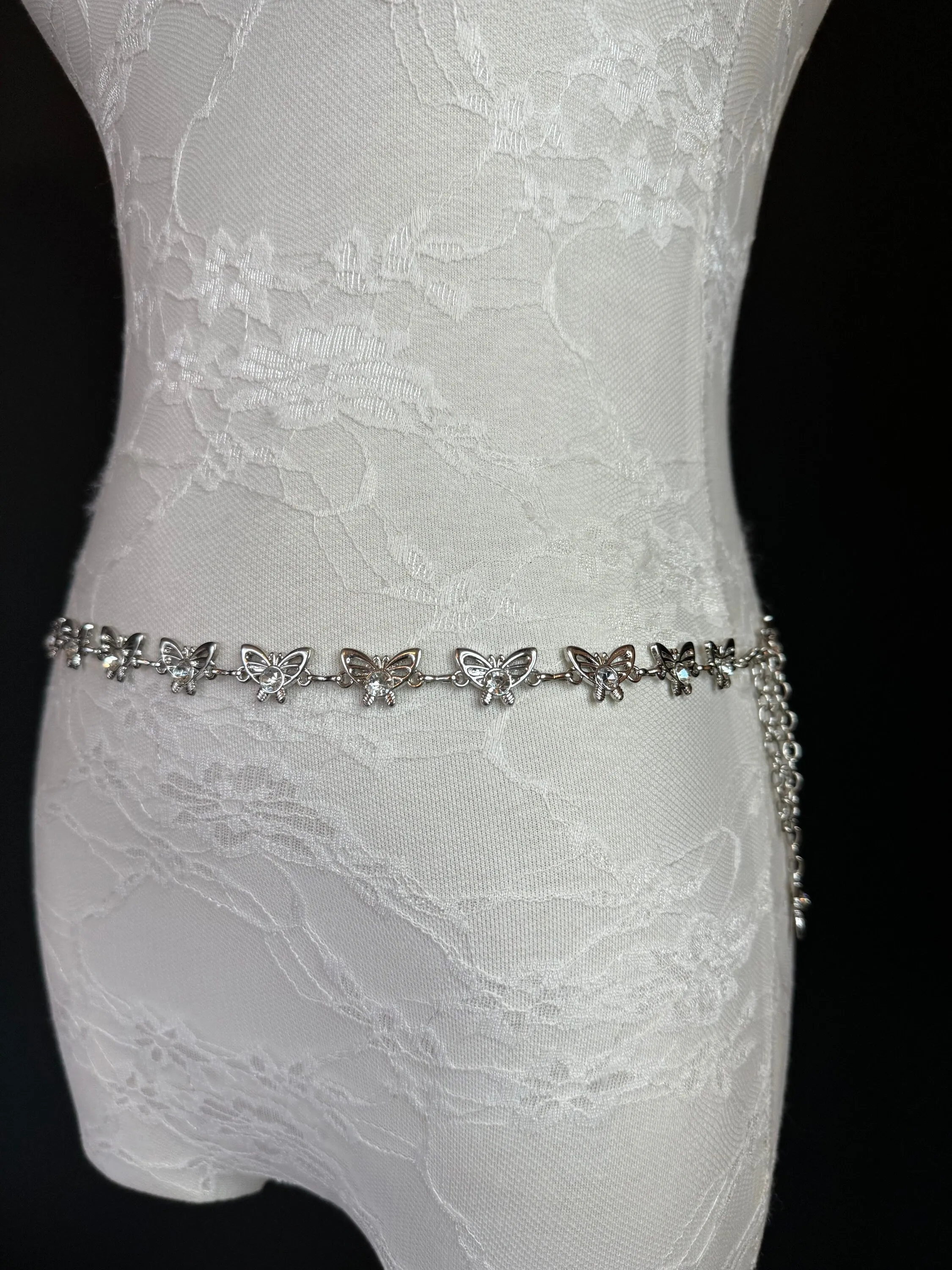 X-long Belt, Butterfly Rhinestone Belt, Teen Sizes, Size 18”-60”, Fan Design, Fan Collection, Gift, Fashion Accessory, Bridal, Swimwear