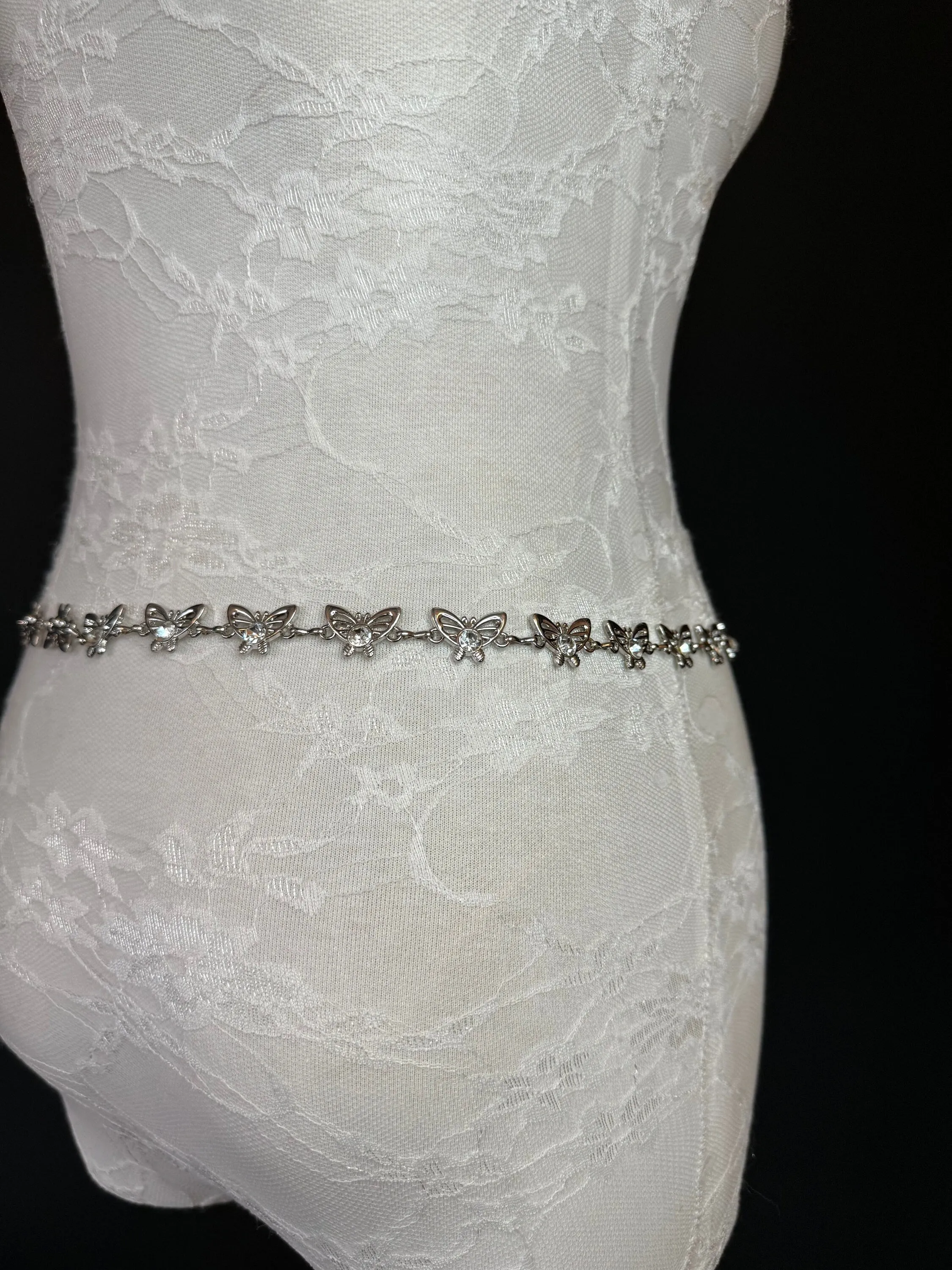 X-long Belt, Butterfly Rhinestone Belt, Teen Sizes, Size 18”-60”, Fan Design, Fan Collection, Gift, Fashion Accessory, Bridal, Swimwear