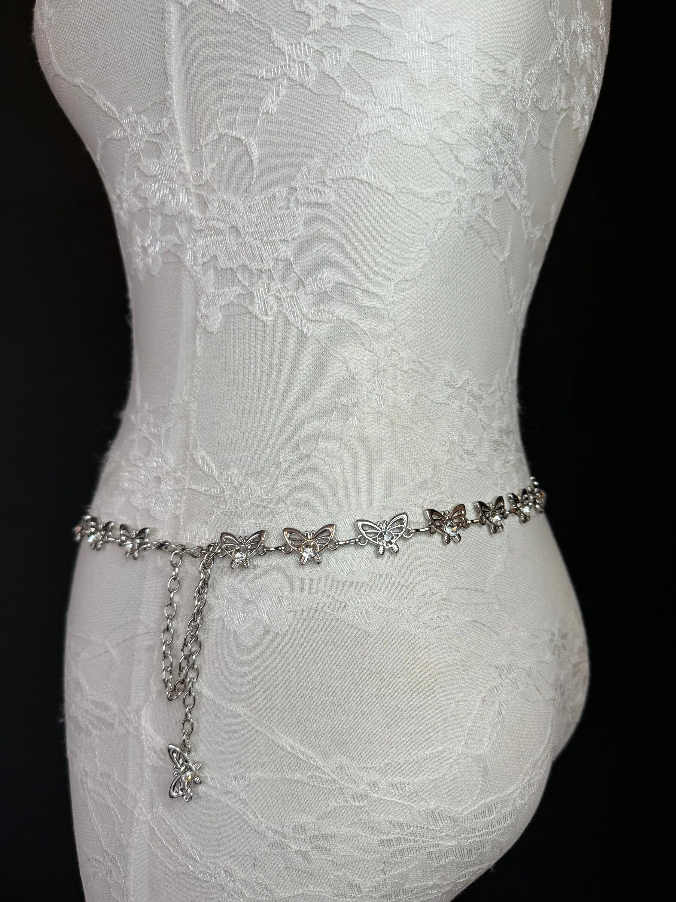 X-long Belt, Butterfly Rhinestone Belt, Teen Sizes, Size 18”-60”, Fan Design, Fan Collection, Gift, Fashion Accessory, Bridal, Swimwear
