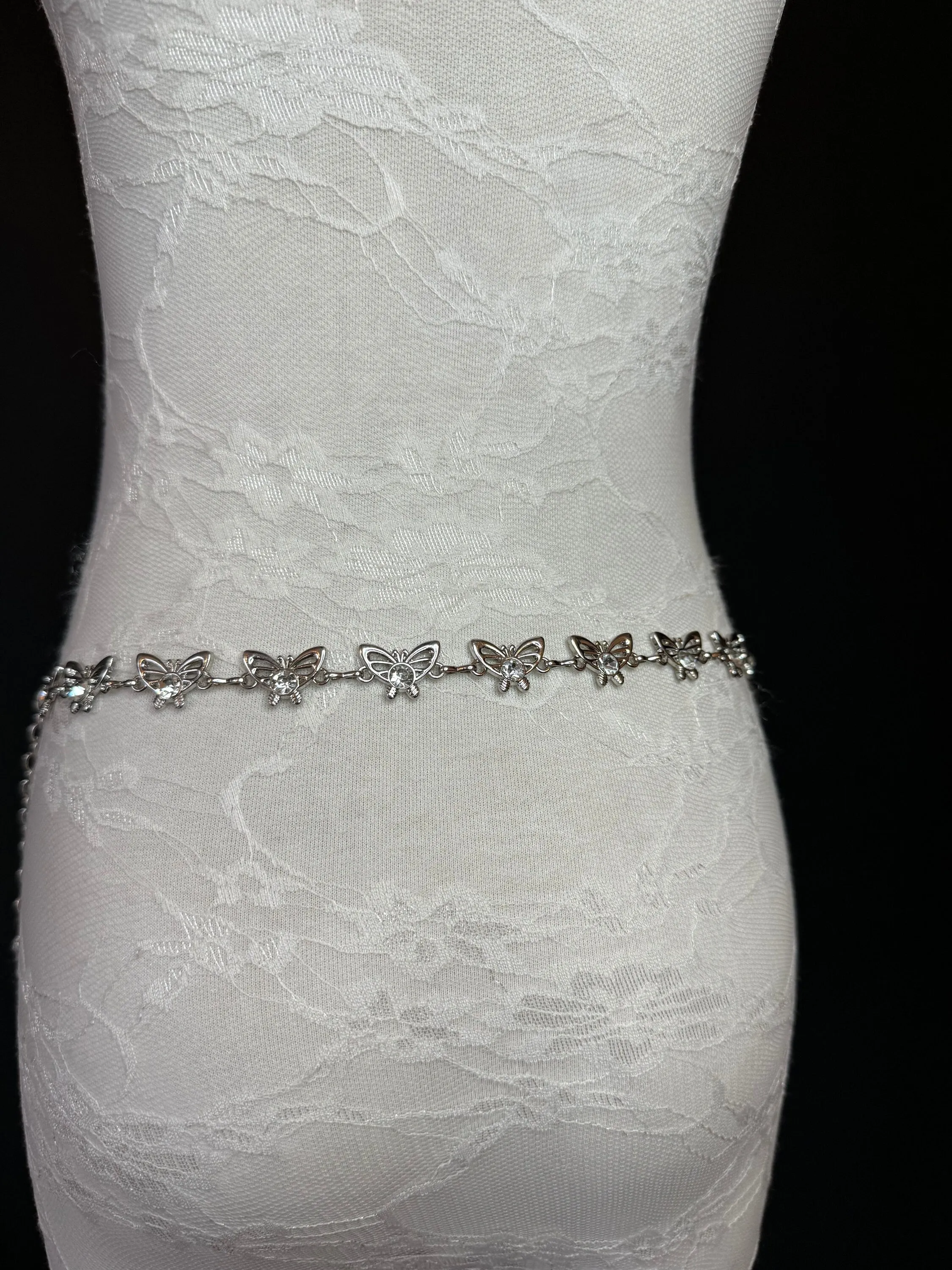 X-long Belt, Butterfly Rhinestone Belt, Teen Sizes, Size 18”-60”, Fan Design, Fan Collection, Gift, Fashion Accessory, Bridal, Swimwear