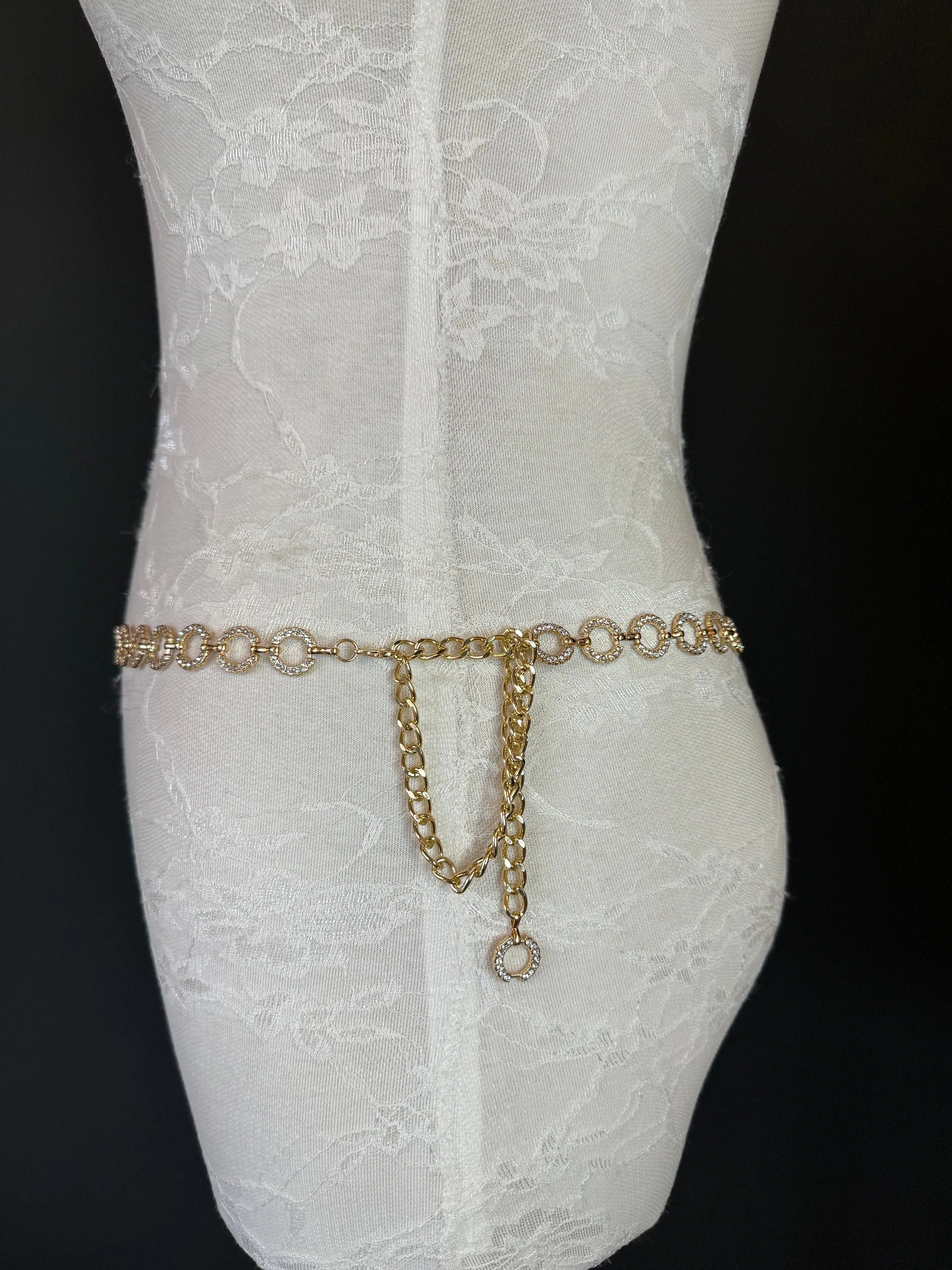 X-long Belt, Gold Rhinestone Ring Belt, Teen Sizes, Size 18”-60”, Fan Design, Fan Collection, Gift, Fashion Accessory, Bridal, Swimwear