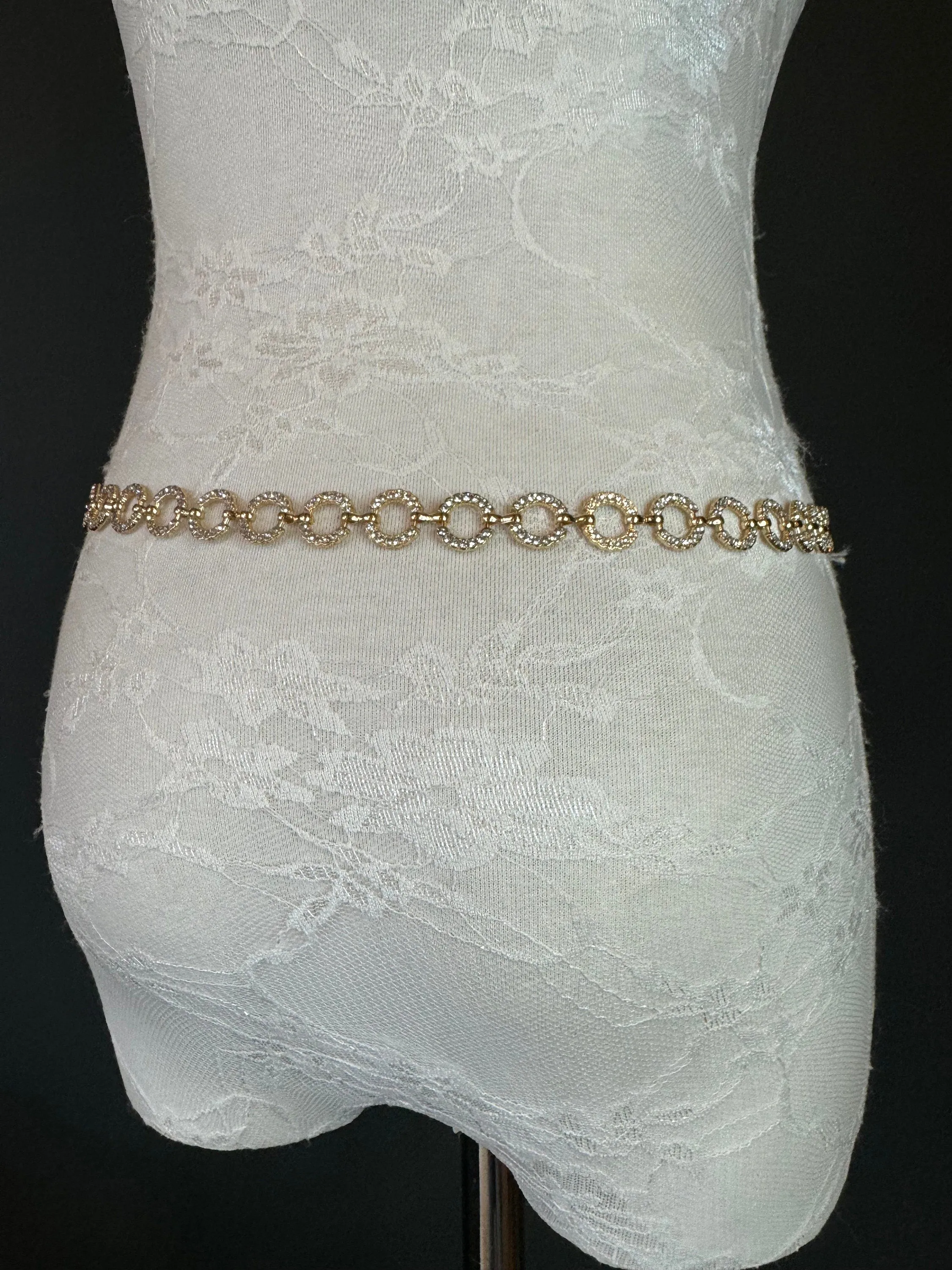 X-long Belt, Gold Rhinestone Ring Belt, Teen Sizes, Size 18”-60”, Fan Design, Fan Collection, Gift, Fashion Accessory, Bridal, Swimwear
