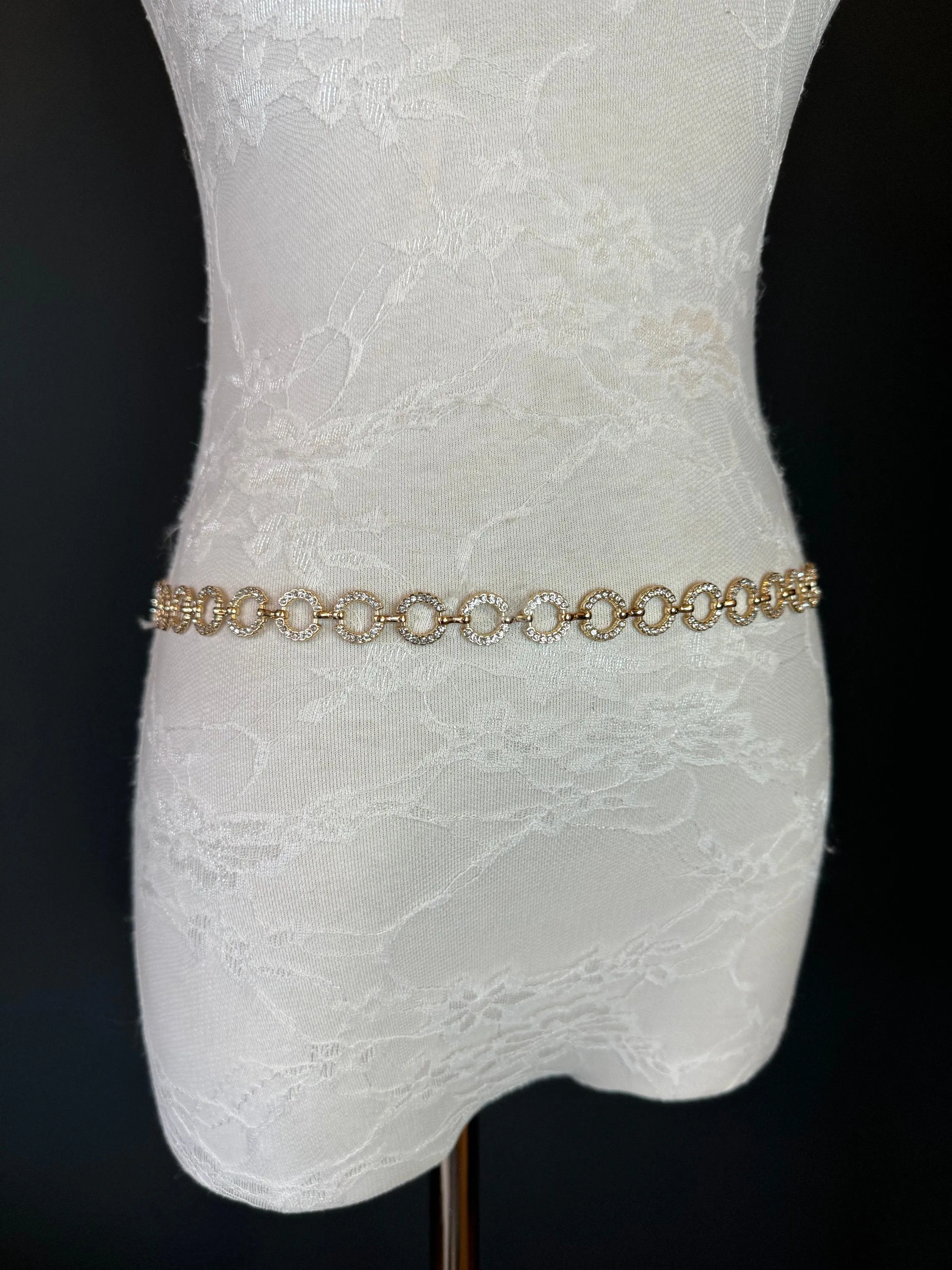 X-long Belt, Gold Rhinestone Ring Belt, Teen Sizes, Size 18”-60”, Fan Design, Fan Collection, Gift, Fashion Accessory, Bridal, Swimwear