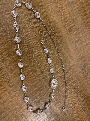 X-long Metal Jewel Rhinestone Belt, Alloy Metal High Quality Belt, Silver, UK Size 2-38, Fashion Belt, FAN Design, Exclusive