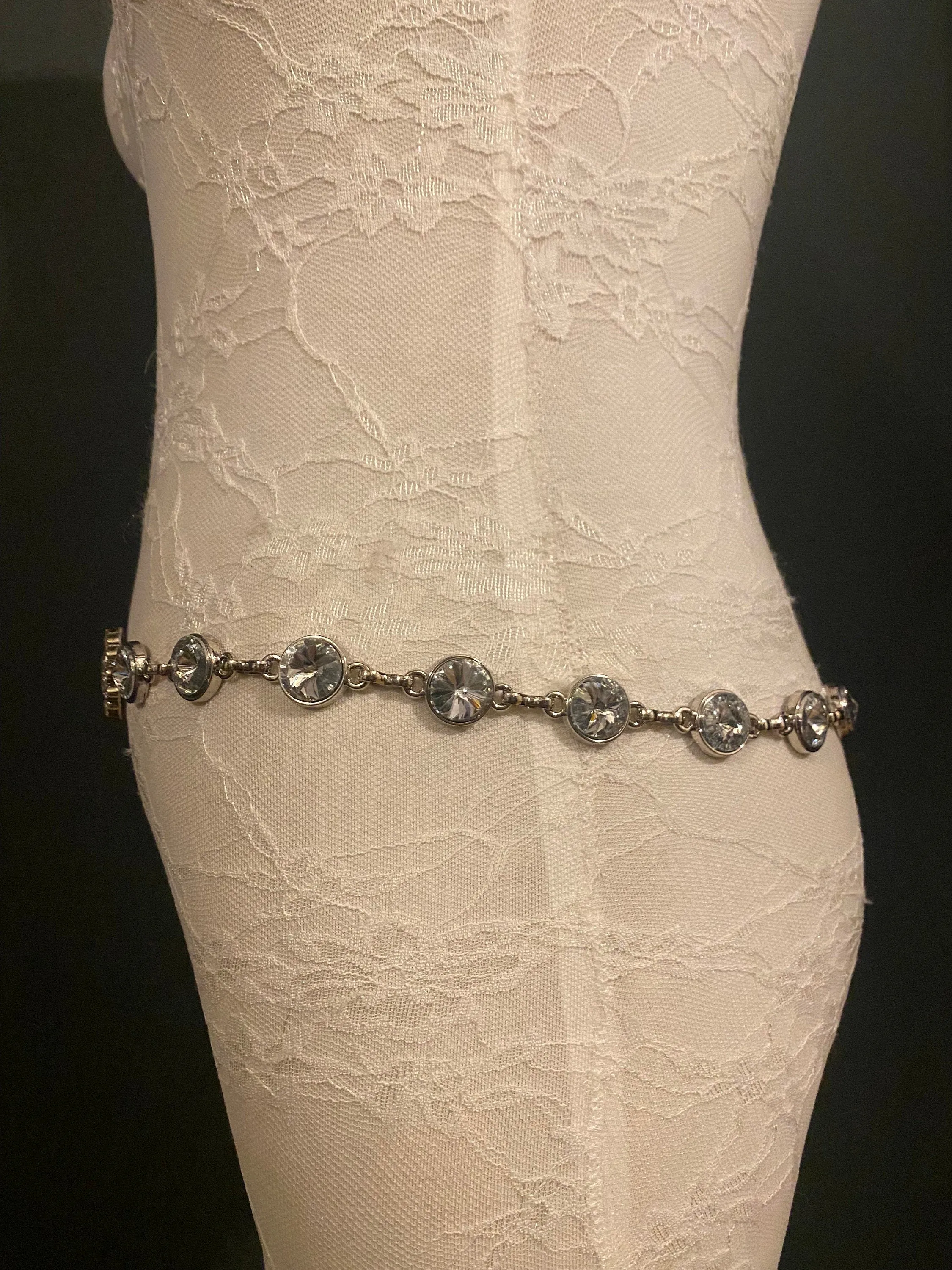 X-long Metal Jewel Rhinestone Belt, Alloy Metal High Quality Belt, Silver, Wide Range of Sizes, Fashion Belt, FAN Design, Exclusive