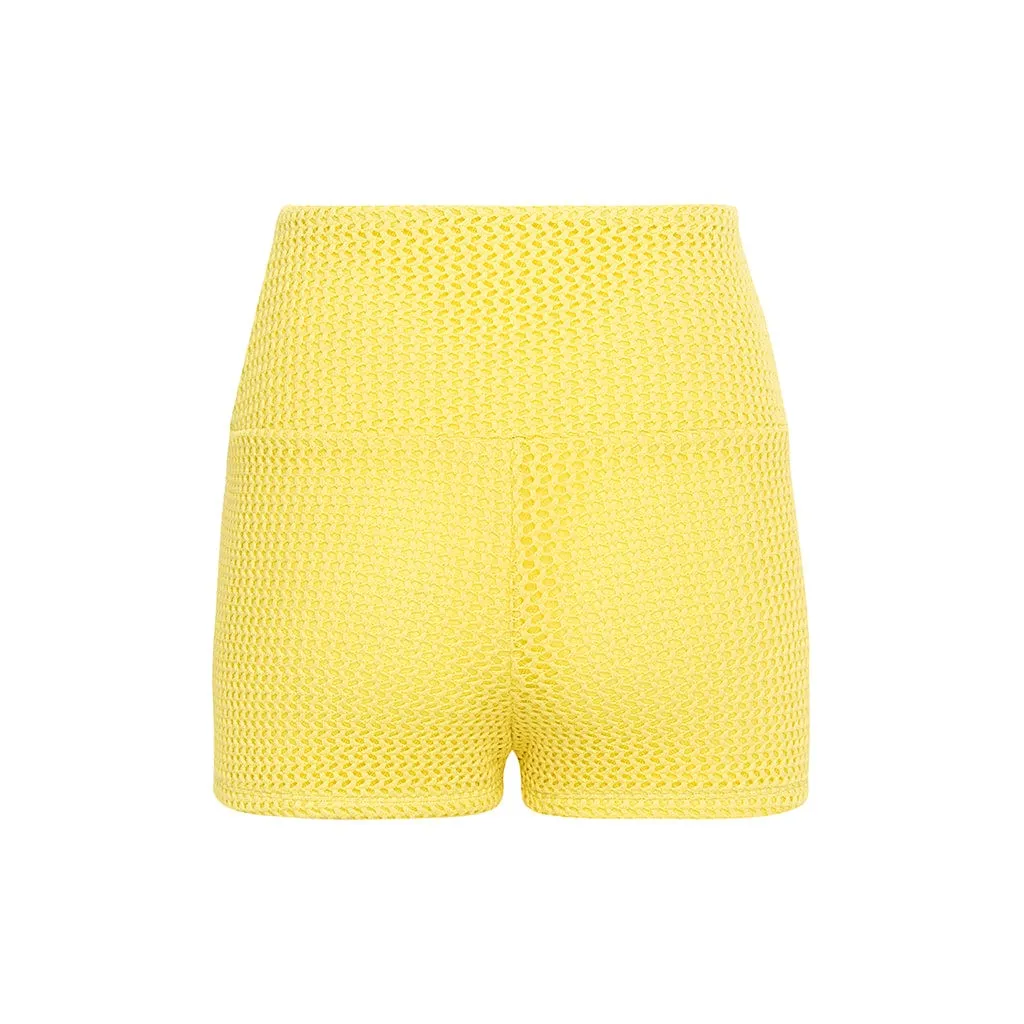 Yellow Crochet Micro Bike Short
