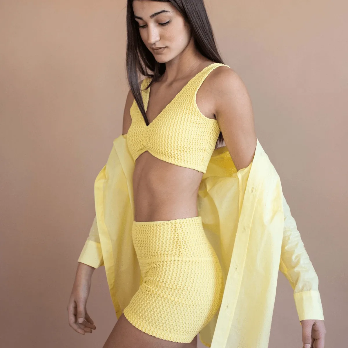 Yellow Crochet Micro Bike Short