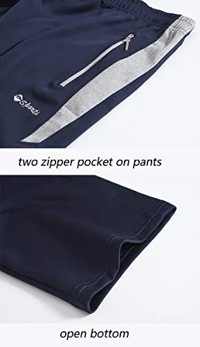 YSENTO Mens Tracksuits Gym Jogging Suits Sports Casual Sweatsuits Full Zip Navy Grey XXL