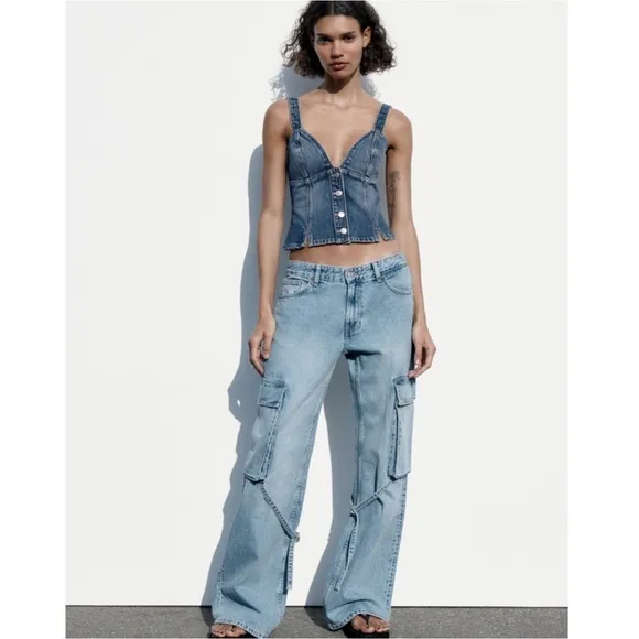 Zara BELT LOOP CARGO JEANS - Viral